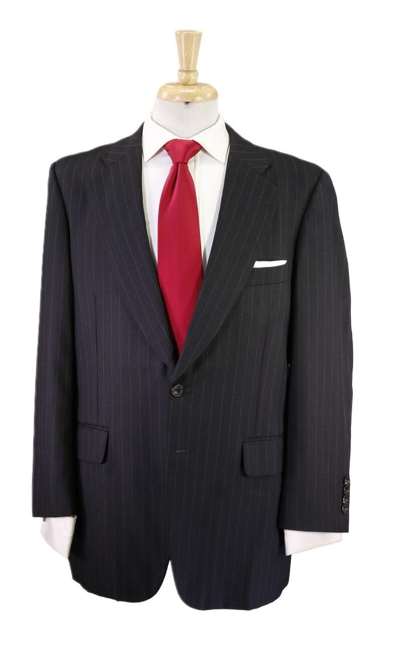 Paul Stuart Charcoal Gray Chalkstripe Pinstripe 2-Btn Wool Suit 42R